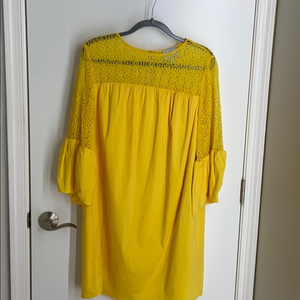 Draper James Eloquii Yellow Lace Yolk Shift Dress